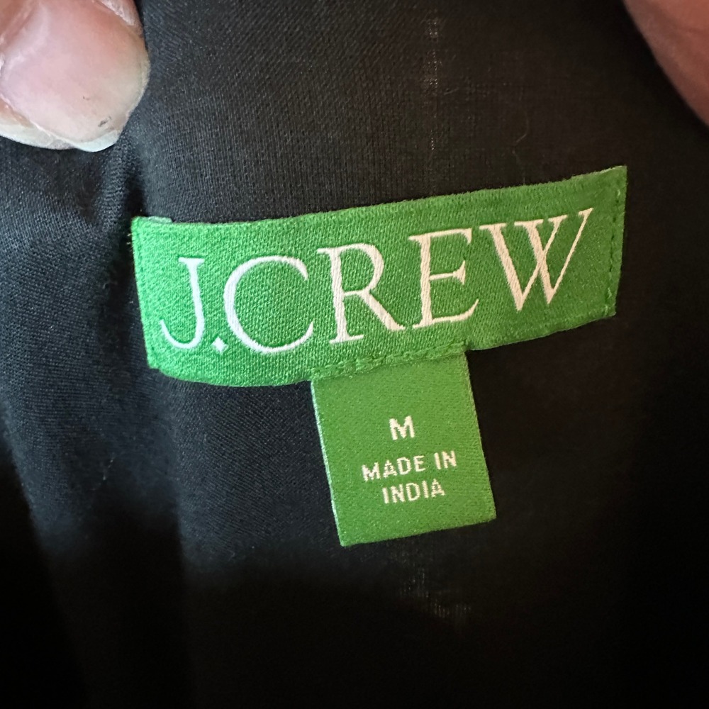 J. Crew Re-Imagined‎ Bow Front Black Cotton Beach Midi Dress Summer Medium - Picture 3 of 13